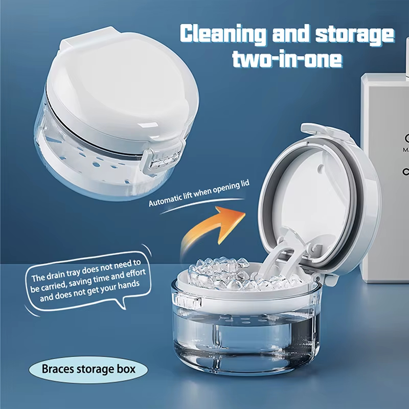 Teeth Whitening Brush - Portable Orthodontic Retainer Case Multi-layer Invisible