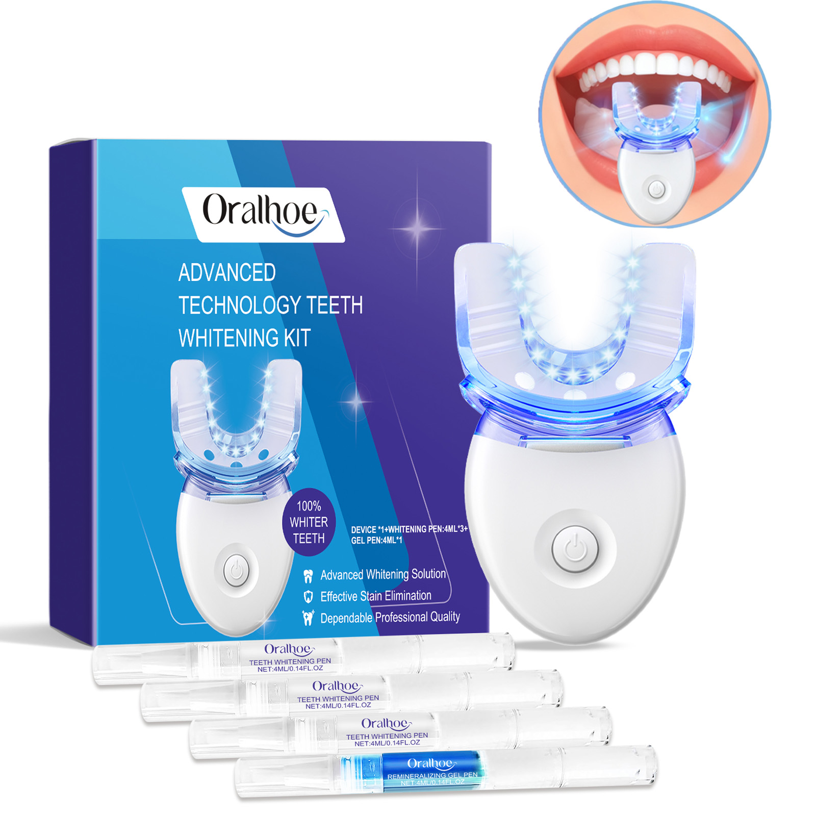 Teeth Whitening Paste - Professional Teeth Whitening LED Light Kit